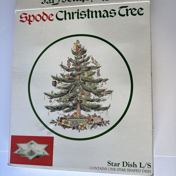 SPODE England 12" Christmas Tree Star Shaped Serving Dish Bowl Vintage NIB - Picture 2 of 3